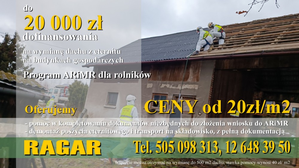 Dofinansowanie dla rolników na wymianę dachu z eternitu