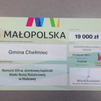 Zdjęcie ilustracyjne wiadomości: Gmina Chełmiec z czekiem na 19 000 zł  w ramach projektu „Kapliczki Małopolski 2021” #2