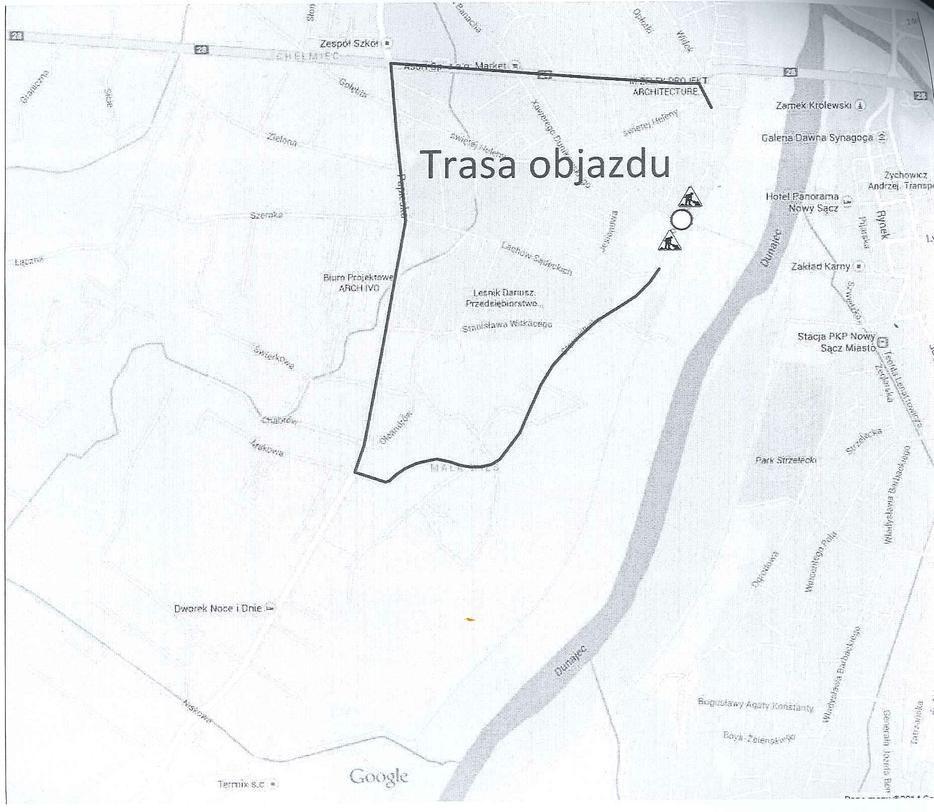 Mapa sytuacyjna objazdu